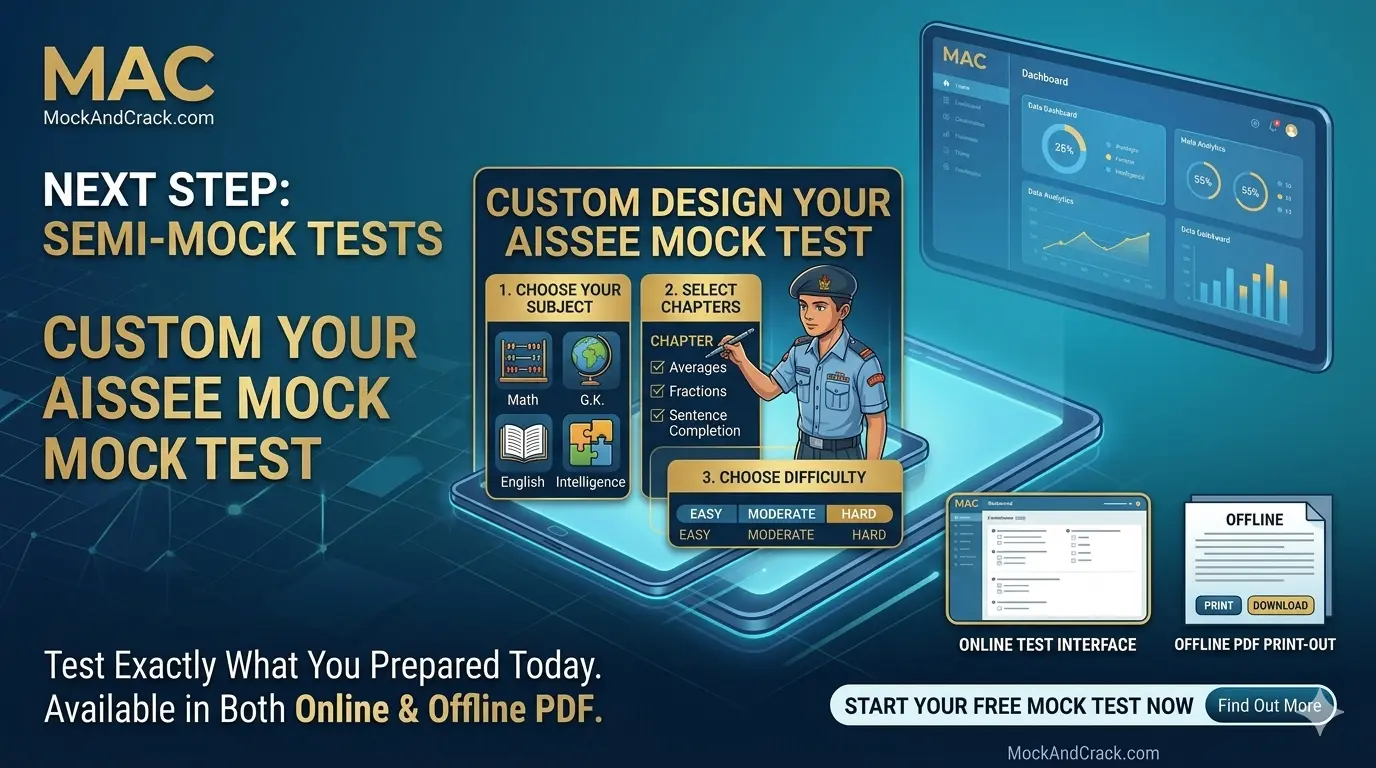 Create custom AISSEE mock test by selecting subject and chapter