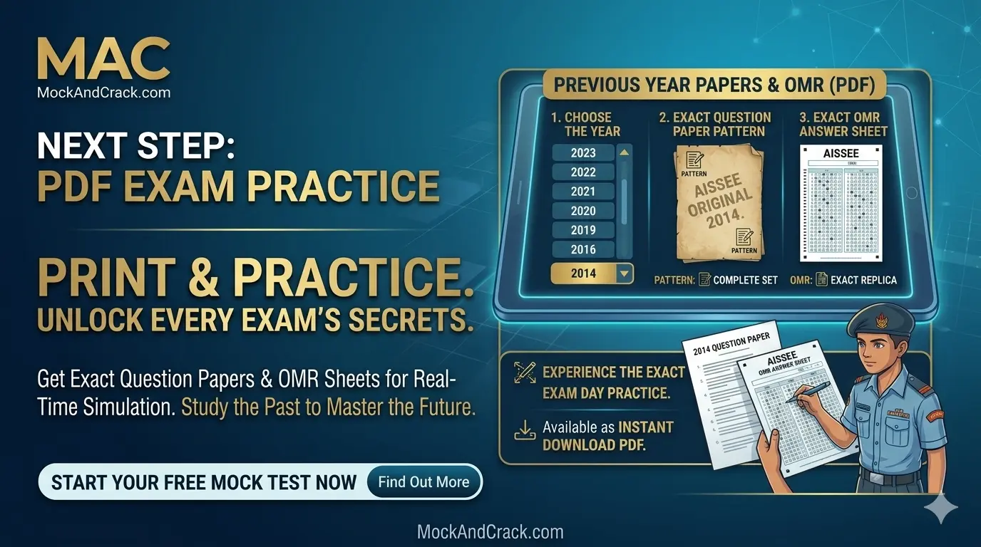 Download AISSEE mock test PDF for offline practice with OMR sheet